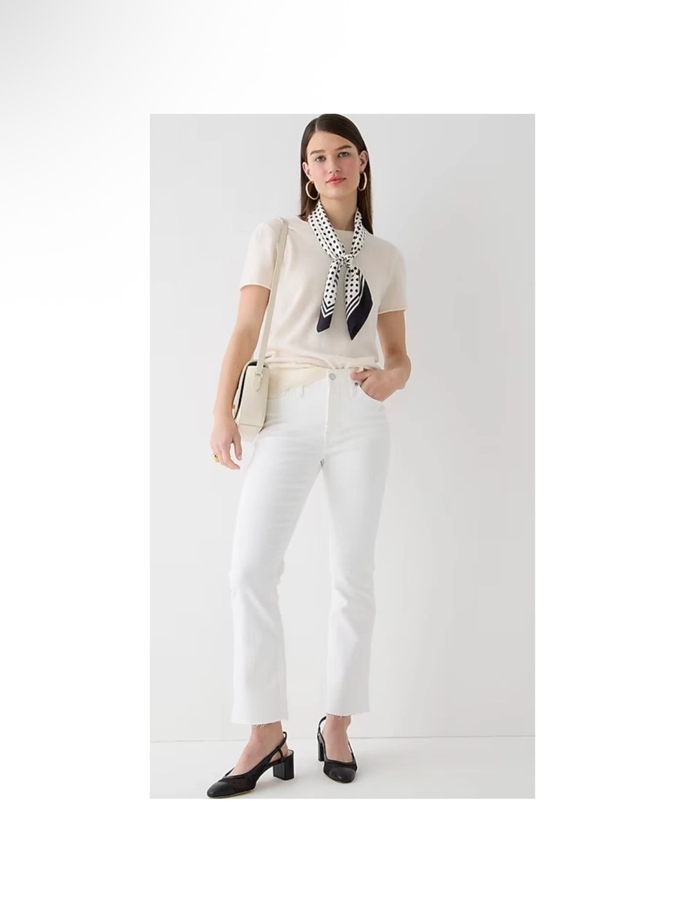 NWT J.Crew 9" Demi Boot Crop Jeans  28 Tall  White Denim J. Crew BQ302 Flare